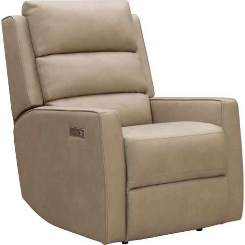 Kaleb Big & Tall Power Recliner with Power Headrest & Lumbar in Stone Off-White Top-Grain Leather